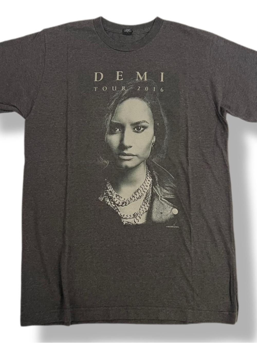 Demi Lovato Tour 2016 Portrait Graphic Grey T-Shirt Tultex Women's MEDIUM